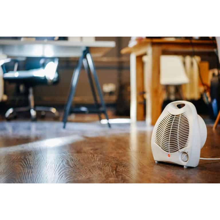 space heater on floor of office