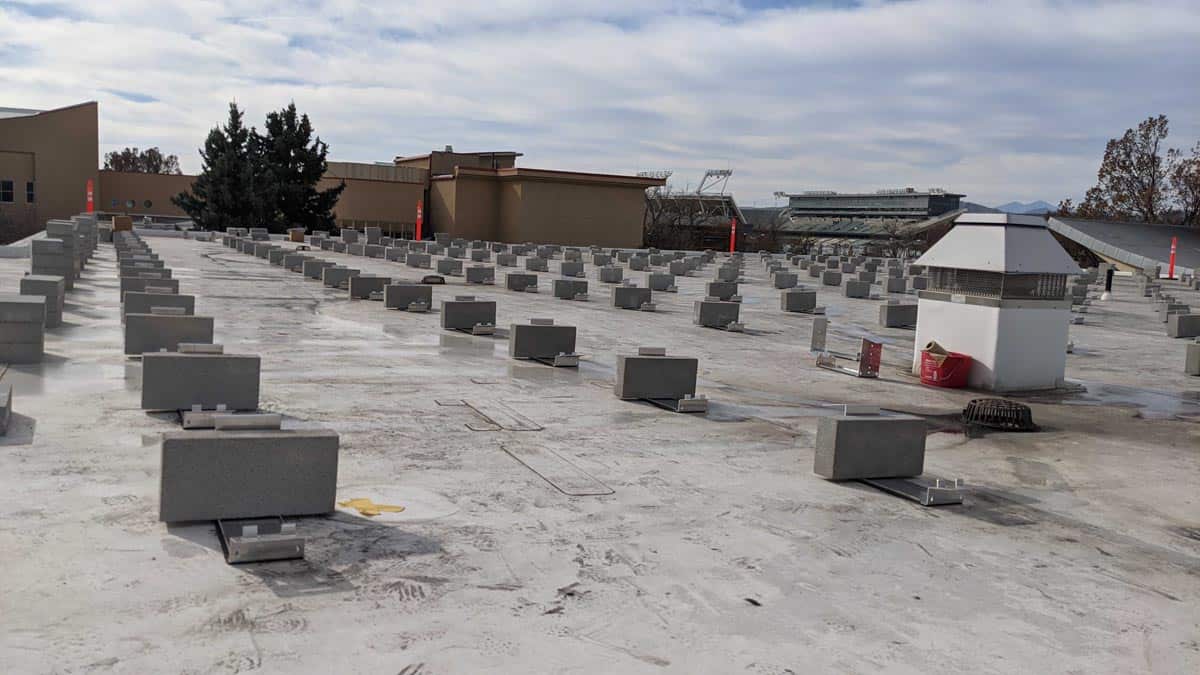 Colorado State University Lory Student Center Solar Install Pic - Solar Racking Laid Out